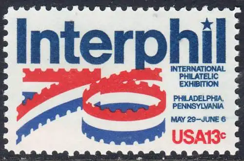 USA Michel 1202 / Scott 1632 postfrisch EINZELMARKE (a3) - Internationale Briefmarkenausstellung „Interphil“, Philadelphia