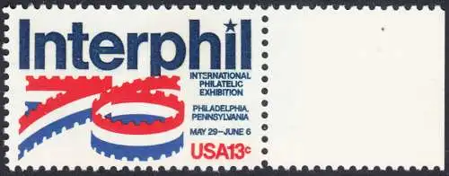USA Michel 1202 / Scott 1632 postfrisch EINZELMARKE RAND rechts (a3) - Internationale Briefmarkenausstellung „Interphil“, Philadelphia