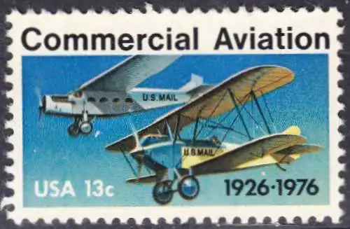 USA Michel 1254 / Scott 1684 postfrisch EINZELMARKE (a2) - 50 Jahre kommerzieller Luftpostdienst; Flugzeuge der Typen Stout Air Pullman und Laird Swallow