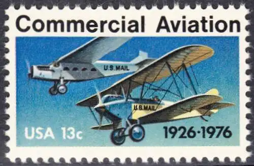 USA Michel 1254 / Scott 1684 postfrisch EINZELMARKE (a3) - 50 Jahre kommerzieller Luftpostdienst; Flugzeuge der Typen Stout Air Pullman und Laird Swallow