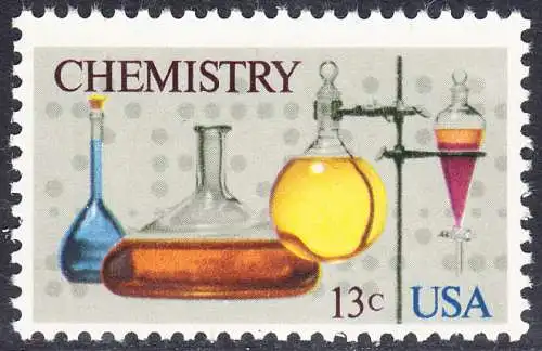 USA Michel 1255 / Scott 1685 postfrisch EINZELMARKE (a2) - 100 Jahre Amerikanische Chemiegesellschaft; Laborgefäße vor Lochstreifen