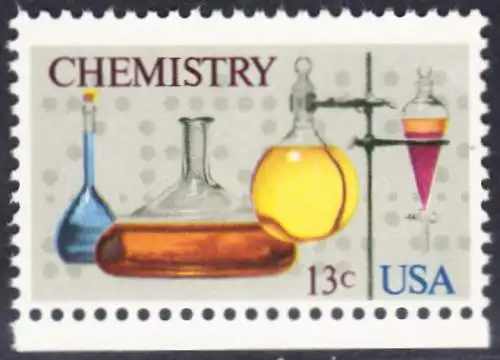 USA Michel 1255 / Scott 1685 postfrisch EINZELMARKE RAND unten (a2) - 100 Jahre Amerikanische Chemiegesellschaft; Laborgefäße vor Lochstreifen