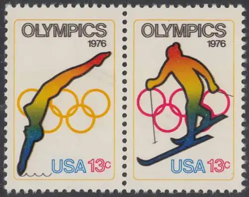 USA Michel 1284-1285 / Scott 1695-1696 postfrisch horiz.PAAR - Olympische Spiele 1976, Innsbruck und Montreal