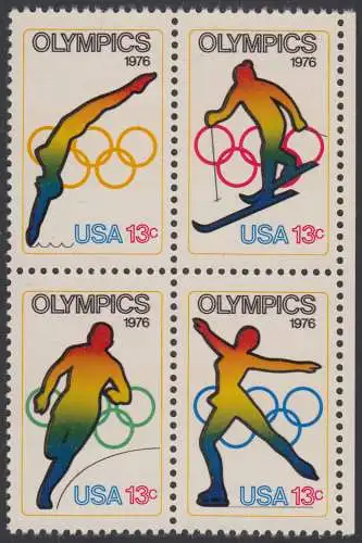 USA Michel 1282-1285 / Scott 1695-1698 postfrisch BLOCK RÄNDER rechts (a2) - Olympische Spiele 1976, Innsbruck und Montreal