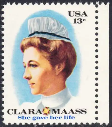 USA Michel 1286 / Scott 1699 postfrisch EINZELMARKE RAND rechts - Clara Maass, Krankenschwester