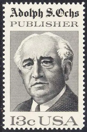 USA Michel 1287 / Scott 1700 postfrisch EINZELMARKE (a1) - 125 Jahre Zeitung „New York Times“; Adolph S. Ochs, Journalist und Verleger