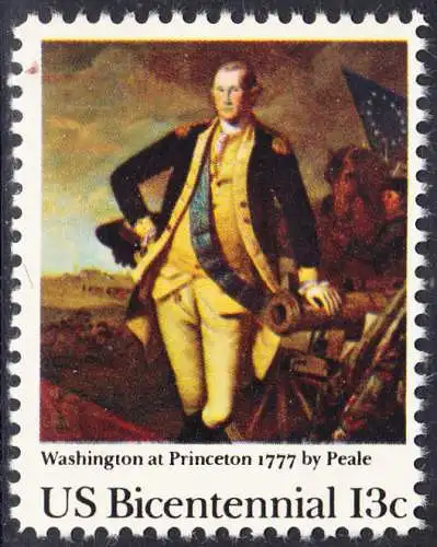 USA Michel 1291 / Scott 1704 postfrisch EINZELMARKE (a3) - Unabhängigkeit der Vereinigten Staaten von Amerika (1976): Schlacht von Princeton, General George Washington