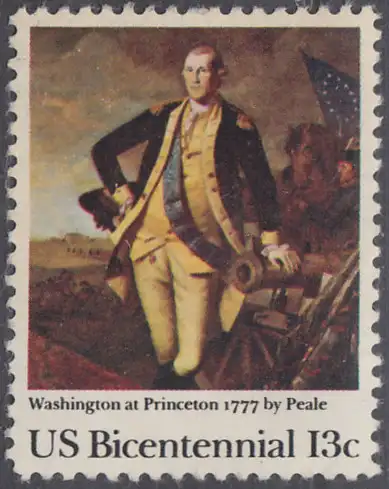USA Michel 1291 / Scott 1704 postfrisch EINZELMARKE (Gumm.beeintr.) - Unabhängigkeit der Vereinigten Staaten von Amerika (1976): Schlacht von Princeton, General George Washington