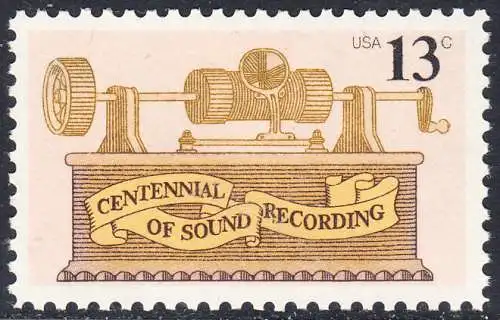 USA Michel 1293 / Scott 1705 postfrisch EINZELMARKE (a2) - 100. Jahrestag der ersten Tonaufnahme: Phonograph