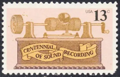 USA Michel 1293 / Scott 1705 postfrisch EINZELMARKE (a3) - 100. Jahrestag der ersten Tonaufnahme: Phonograph