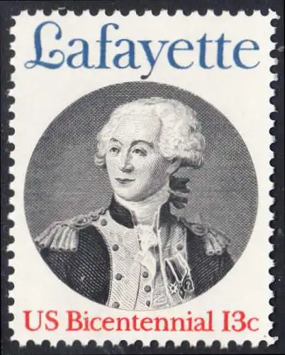 USA Michel 1304 / Scott 1716 postfrisch EINZELMARKE - Unabhängigkeit der Vereinigten Staaten von Amerika; Marquis de Lafayette, General der Unabhängigkeitskämpfer von 1777-1781