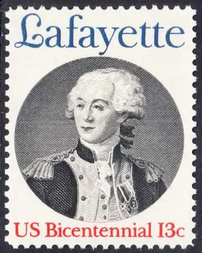 USA Michel 1304 / Scott 1716 postfrisch EINZELMARKE (a4) - Unabhängigkeit der Vereinigten Staaten von Amerika; Marquis de Lafayette, General der Unabhängigkeitskämpfer von 1777-1781