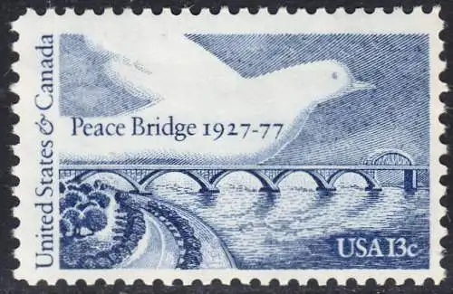 USA Michel 1309 / Scott 1721 postfrisch EINZELMARKE (a2) - Friedensbrücke von Fort Erie, Ontario (Kanada) nach Buffalo, NY (USA); Friedenstaube