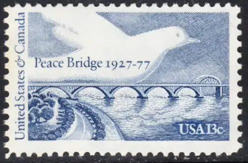 USA Michel 1309 / Scott 1721 postfrisch EINZELMARKE (a3) - Friedensbrücke von Fort Erie, Ontario (Kanada) nach Buffalo, NY (USA); Friedenstaube