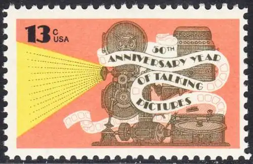 USA Michel 1313 / Scott 1727 postfrisch EINZELMARKE (a2) - 50 Jahre Tonfilme: Tonfilmprojektor 