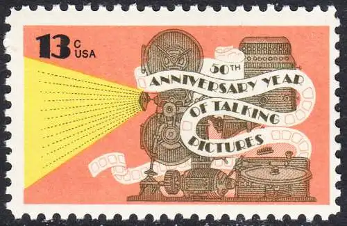 USA Michel 1313 / Scott 1727 postfrisch EINZELMARKE (a3) - 50 Jahre Tonfilme: Tonfilmprojektor 