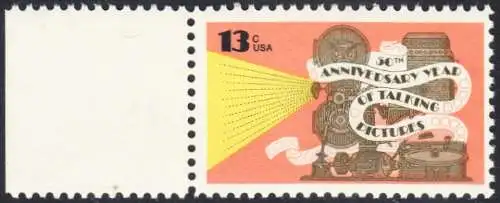 USA Michel 1313 / Scott 1727 postfrisch EINZELMARKE RAND links (a1) - 50 Jahre Tonfilme: Tonfilmprojektor 