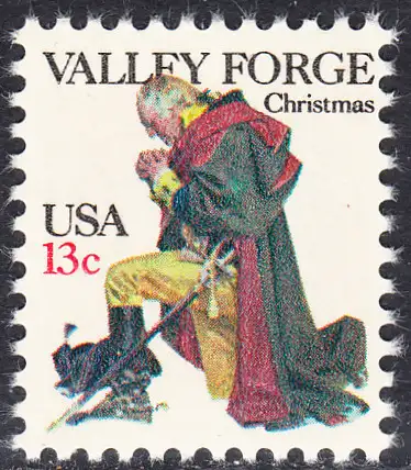 USA Michel 1317 / Scott 1729 postfrisch EINZELMARKE (a3) - Weihnachten: General George Washington beim Gebet in Valley Forge