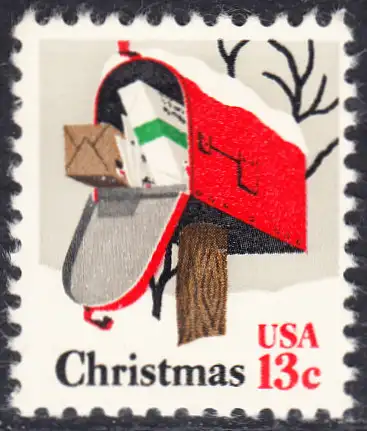 USA Michel 1318 / Scott 1730 postfrisch EINZELMARKE (a2) - Weihnachten: Briefkasten