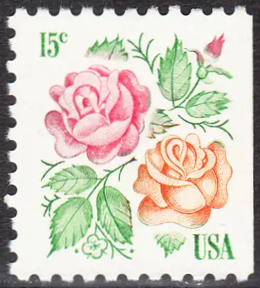 USA Michel 1354 / Scott 1737 postfrisch EINZELMARKE (rechts ungezähnt) - Rosen: Red Masterpiece, Medaillon