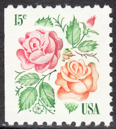 USA Michel 1354 / Scott 1737 postfrisch EINZELMARKE (links ungezähnt) - Rosen: Red Masterpiece, Medaillon