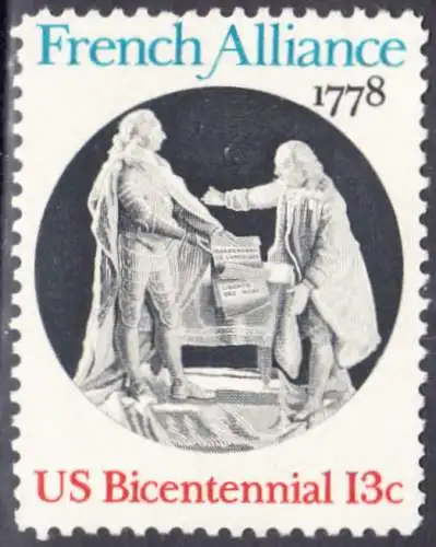 USA Michel 1339 / Scott 1753 postfrisch EINZELMARKE (a5) - Unabhängigkeit der Vereinigten Staaten von Amerika (1976): Bündnis mit Frankreich