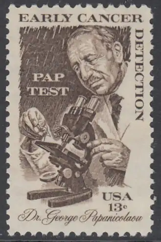 USA Michel 1340 / Scott 1754 postfrisch EINZELMARKE (a3) - George Papanicolaou; Pathologe - Erfinder des „PAP“-Tests 