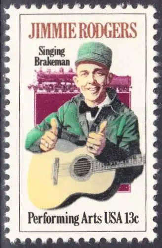 USA Michel 1342 / Scott 1755 postfrisch EINZELMARKE (a3) - Jimmie Rodgers, der „Singende Bremser“, Vater der Country-Musik