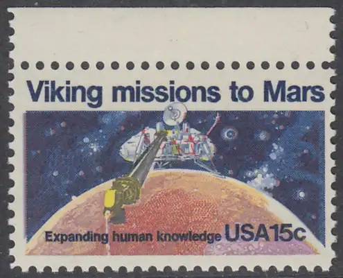 USA Michel 1356 / Scott 1759 postfrisch EINZELMARKE RAND oben - 2. Jahrestag der Landung von Viking I auf dem Planeten Mars