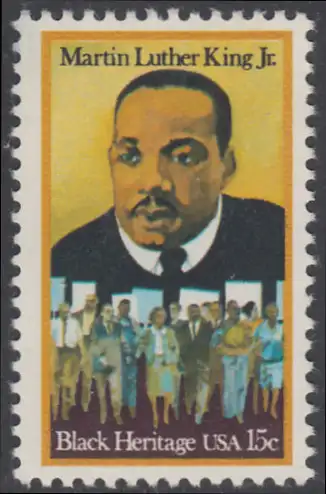 USA Michel 1372 / Scott 1771 postfrisch EINZELMARKE (a2) - Schwarzamerikanisches Erbe: Martin Luther King jr. (1929-1968), Baptistenpfarrer und Bürgerrechtskämpfer, Friedensnobelpreis 1964