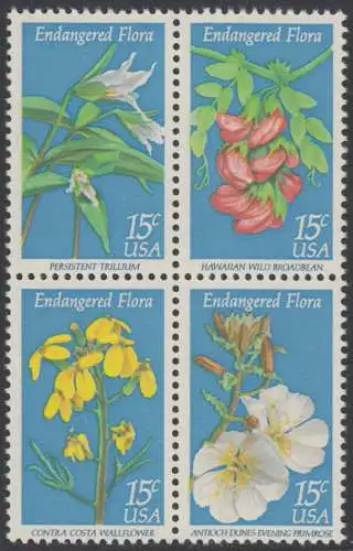 USA Michel 1386-1389 / Scott 1783-1786 postfrisch BLOCK - Naturschutz: Blumen