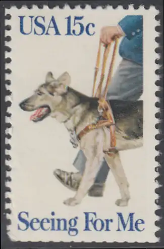 USA Michel 1390 / Scott 1787 postfrisch EINZELMARKE (Rand unten ungezähnt) - Blindenhunde in Amerika