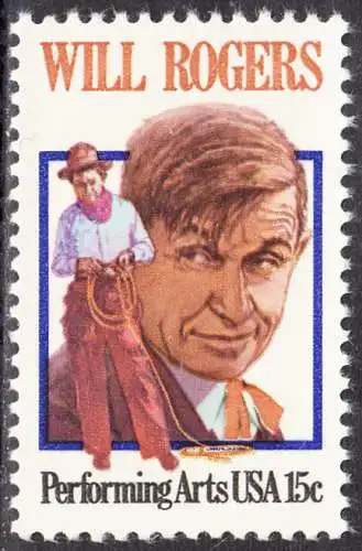 USA Michel 1406 / Scott 1801 postfrisch EINZELMARKE (a2) - Darstellende Künste und Künstler: Will Rogers; Wild-West-Show-Star
