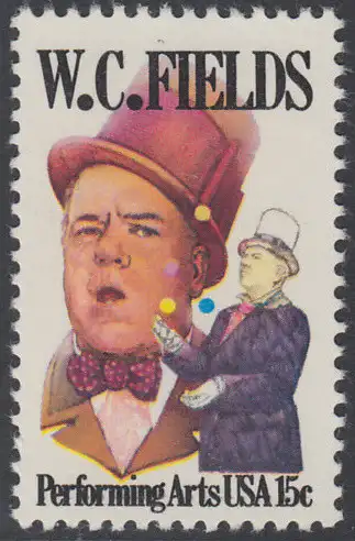 USA Michel 1410 / Scott 1803 postfrisch EINZELMARKE (a1) - Darstellende Künste und Künstler: W. C. Fields; Schauspieler und Artist, als Jongleur