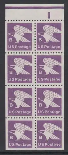 USA Michel 1457D / Scott 1819 postfrisch MARKENHEFTCHEN-Blatt(8 / a2) - Adler, Emblem der US-Post
