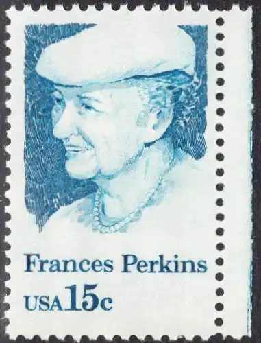 USA Michel 1427 / Scott 1821 postfrisch EINZELMARKE RAND rechts - Frances Perkins, erstes weibliches Regierungsmitglied