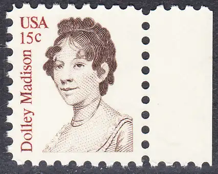 USA Michel 1428 / Scott 1822 postfrisch EINZELMARKE RAND rechts (a3) - Amerikanische Persönlichkeiten: Dolly Madison, Präsidentengattin