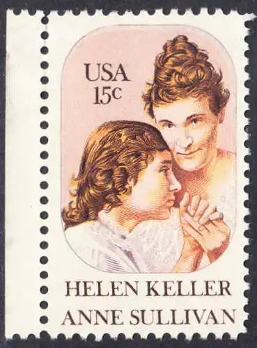 USA Michel 1431 / Scott 1824 postfrisch EINZELMARKE RAND links (a2) - Anne Sullivan, Blindenlehrerin und ihre Schülerin Helen Keller