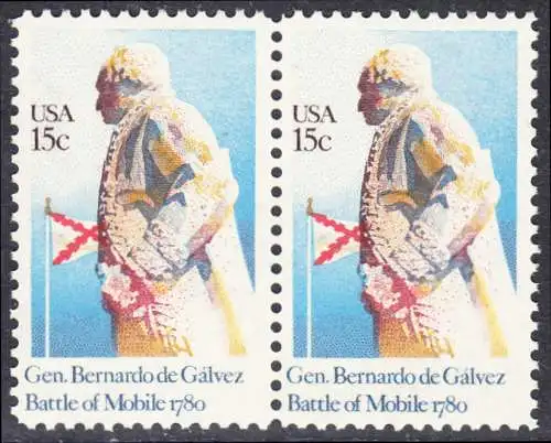 USA Michel 1433 / Scott 1826 postfrisch horiz.PAAR - Schlacht von Mobile, Alabama: General Bernardo de Gálvez