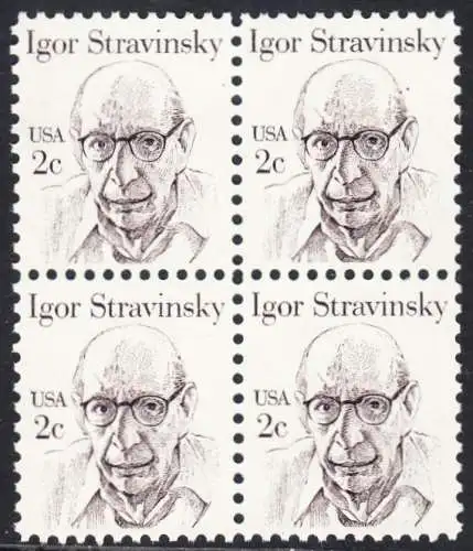 USA Michel 1612 / Scott 1845 postfrisch BLOCK (a2) - Amerikanische Persönlichkeiten: Igor Strawinsky (1882-1971), Komponist