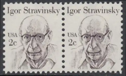 USA Michel 1612 / Scott 1845 postfrisch horiz.PAAR (a2) - Amerikanische Persönlichkeiten: Igor Strawinsky (1882-1971), Komponist