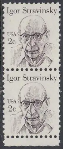 USA Michel 1612 / Scott 1845 postfrisch vert.PAAR RAND unten (a2) - Amerikanische Persönlichkeiten: Igor Strawinsky (1882-1971), Komponist