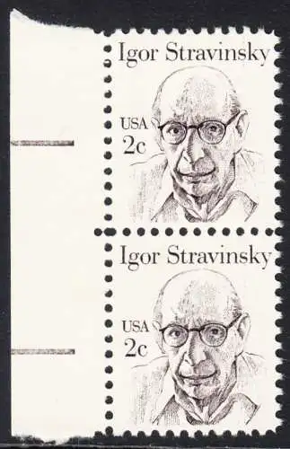 USA Michel 1612 / Scott 1845 postfrisch vert.PAAR RÄNDER links - Amerikanische Persönlichkeiten: Igor Strawinsky (1882-1971), Komponist