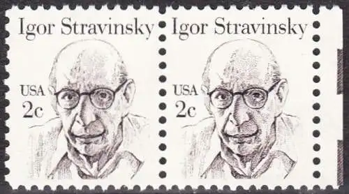 USA Michel 1612 / Scott 1845 postfrisch horiz.PAAR RAND rechts - Amerikanische Persönlichkeiten: Igor Strawinsky (1882-1971), Komponist