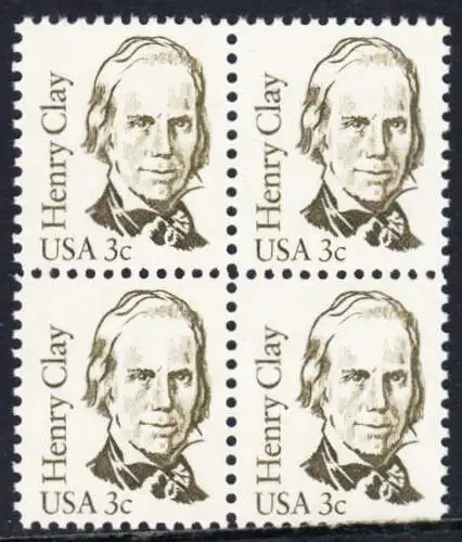 USA Michel 1643 / Scott 1846 postfrisch BLOCK (a2) - Amerikanische Persönlichkeiten: Henry Clay (1777-1852), Politiker