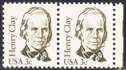 USA Michel 1643 / Scott 1846 postfrisch horiz.PAAR RAND rechts - Amerikanische Persönlichkeiten: Henry Clay (1777-1852), Politiker