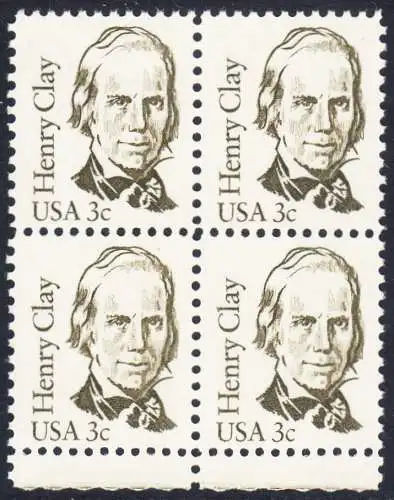 USA Michel 1643 / Scott 1846 postfrisch BLOCK RÄNDER unten - Amerikanische Persönlichkeiten: Henry Clay (1777-1852), Politiker
