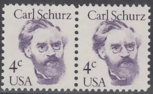 USA Michel 1632 / Scott 1847 postfrisch horiz.PAAR (a2) - Amerikanische Persönlichkeiten: Carl Schurz (1829-1906), Politiker