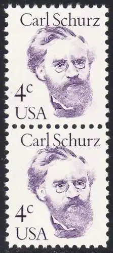 USA Michel 1632 / Scott 1847 postfrisch vert.PAAR (a2) - Amerikanische Persönlichkeiten: Carl Schurz (1829-1906), Politiker
