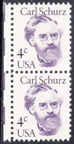 USA Michel 1632 / Scott 1847 postfrisch vert.PAAR RÄNDER links - Amerikanische Persönlichkeiten: Carl Schurz (1829-1906), Politiker